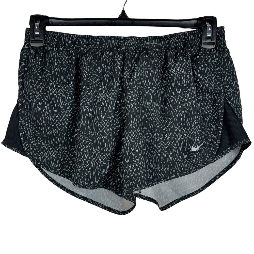 Nike Womens Medium Running Shorts Dri-Fit Zip-Pocket Drawstring Mesh Abstract